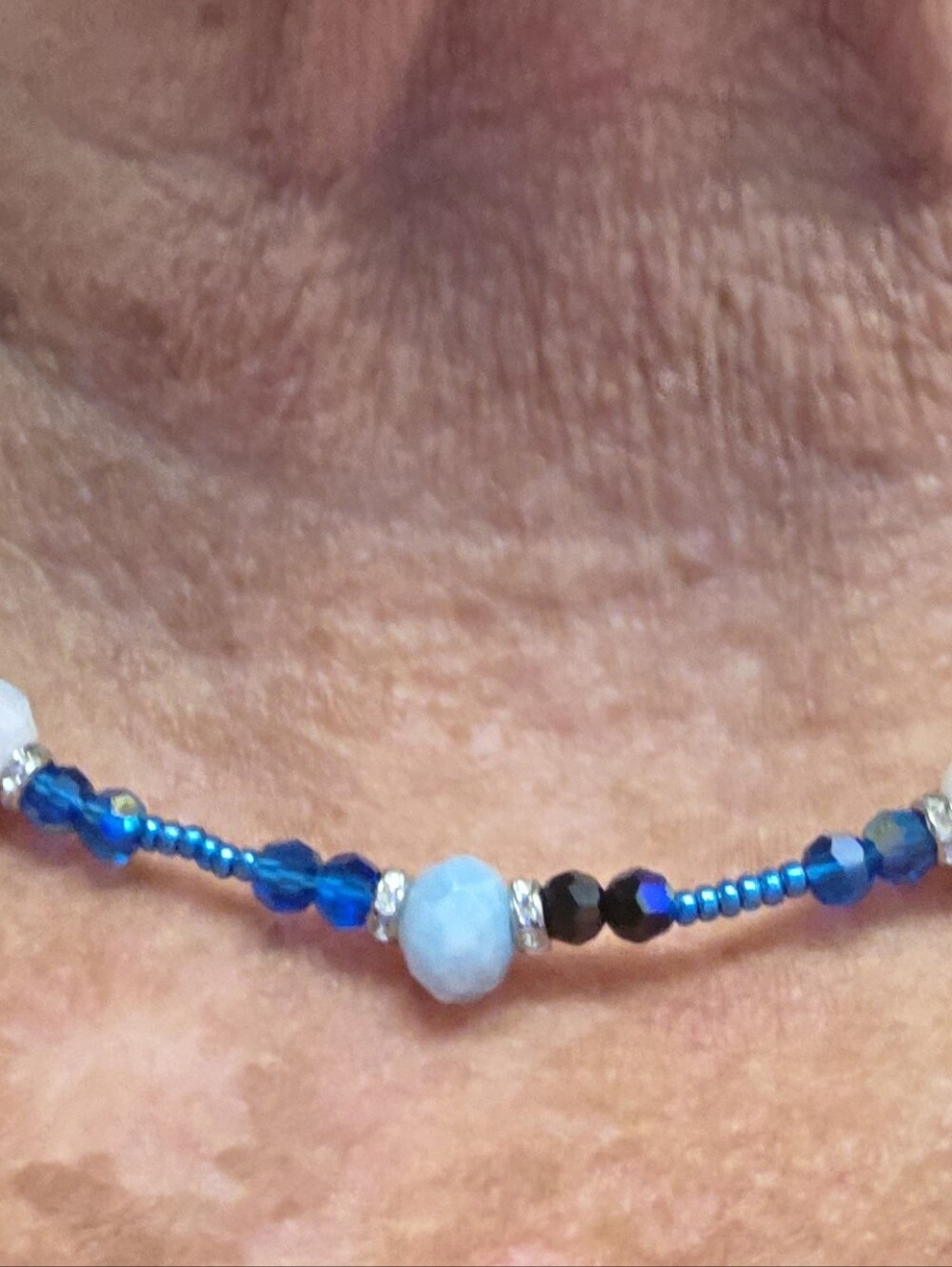 Blue And Pink Handmade Beaded Women's Necklace - Unbranded